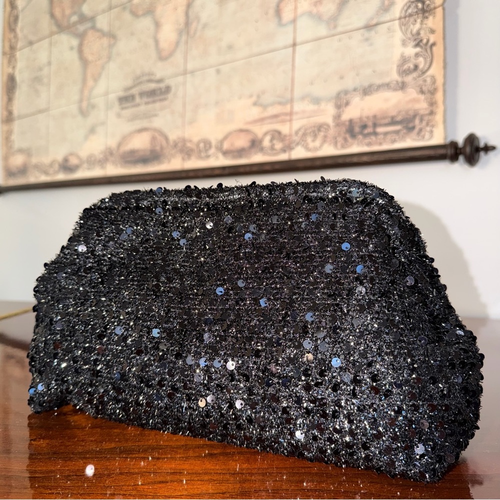 Chic Black Sequin Evening Clutch